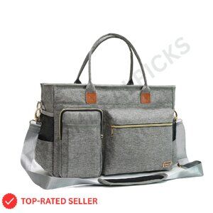 Professional Nurse Tote Bag with Padded Laptop Sleeve Multi-Pocket Work Bag